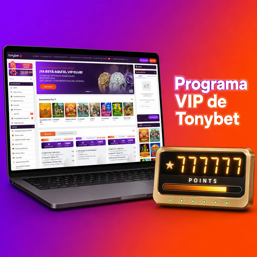 Programa VIP de Tonybet: niveles Bronce a VIP con cashback semanal, límites de retiro altos y gestor de cuenta.