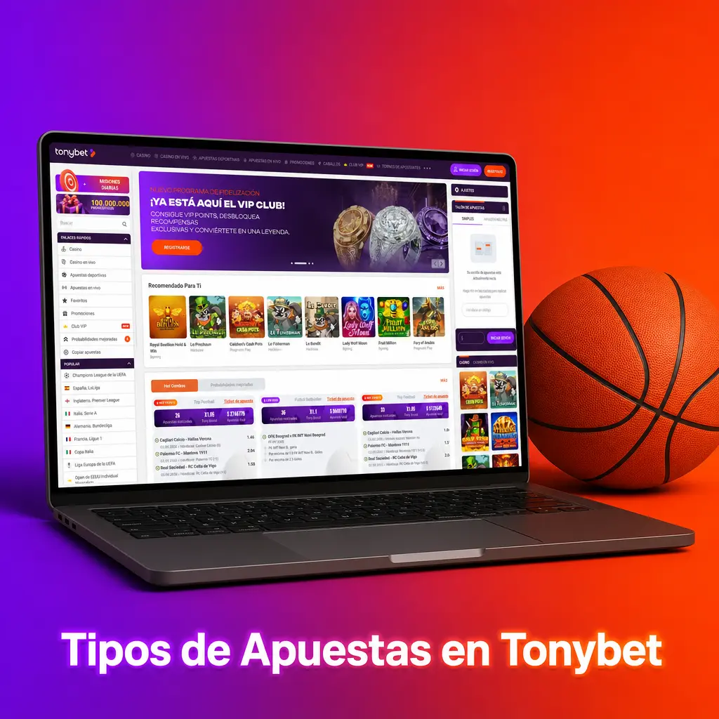 Tipos de apuestas en Tonybet: simple, combinada y sistema, con distintos niveles de riesgo y retorno.
