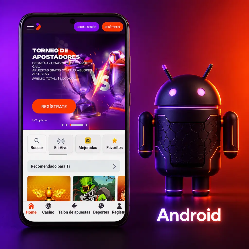 Logo de Android para descargar la app APK de Tonybet, compatible con Android 8.0 o superior en Chile.